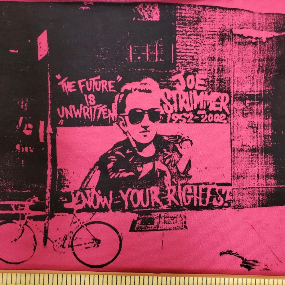 $5 SALE * Joe Strummer cutout backpatch "Know Your Rights" in hot pink